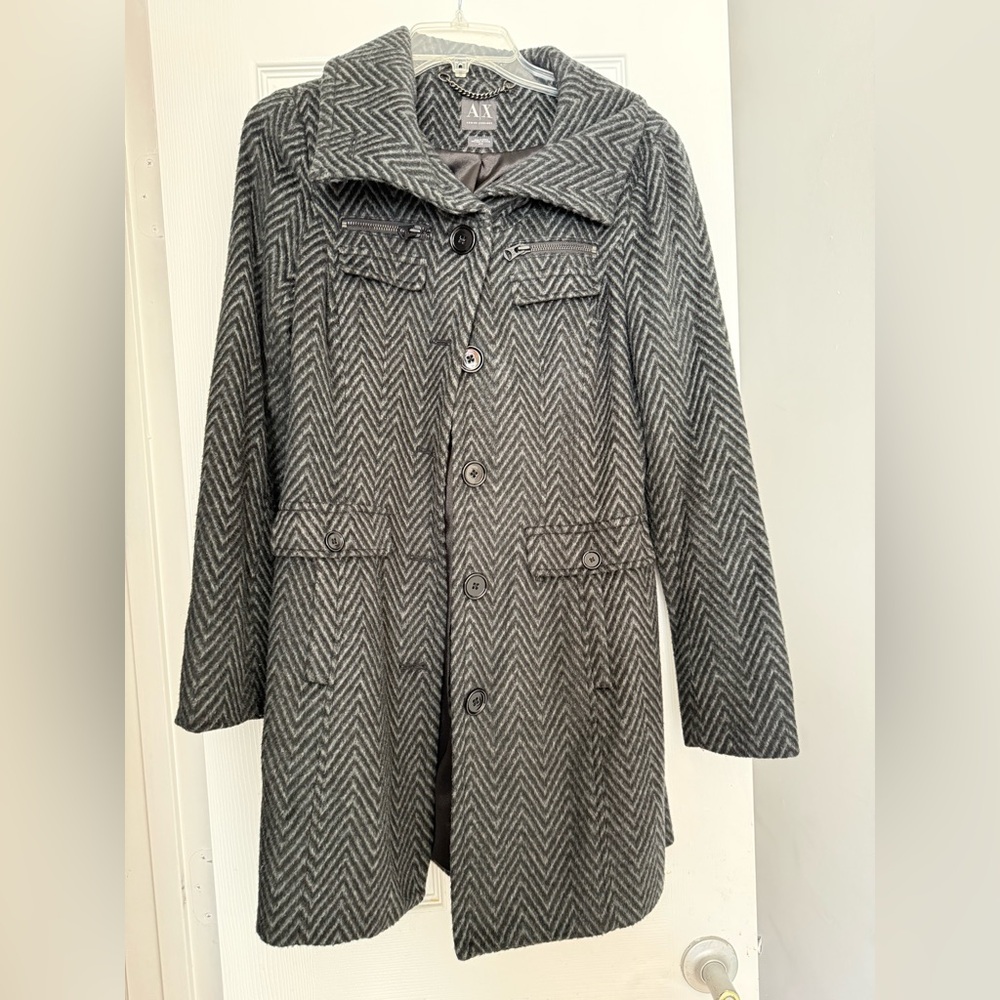 Armani Exchange Black and Gray Trench Coat